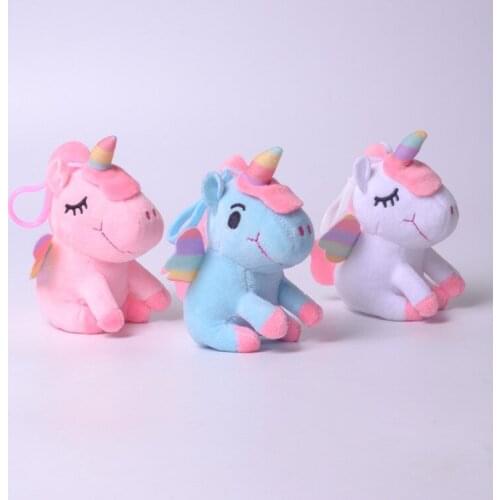 12Pcs/Lot 10CM Rainbow Angel Unicorn Random Combination Mini Cute Soft Plush Keychain for Bag Key Pendant