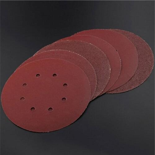 120 Pcs 8 Holes 7 Inch Sanding Discs Hook and Loop 100 120 150 180 240 320 Grit Sandpaper Assortment for Random Orbital Sander