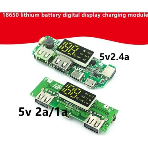 18650 lithium battery digital display charging module 5V2.4A 2A 1A dual USB output with display boost module