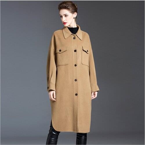 2020 new double-sided cashmere coat Camel color coats shirt lapel jacket loose fashion trend jackets overcoats outwear clothes
