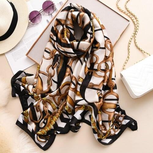 2021 Luxury Sunscreen 180*90Cm Silk Scarf Women Designer popular print Shawls New Hijab Foulard Pashmina Ladies Wraps Scarves
