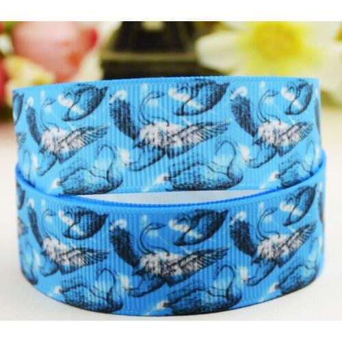 22mm 25mm 38mm 75mm Ruban satin Swan Cartoon Character printed Grosgrain Ribbon party decoration 10 Yards X-02722
