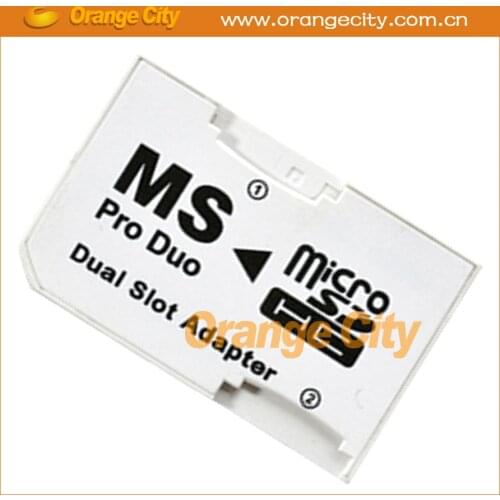 Micro SD SDHC TF to Memory Stick MS Pro Duo Adapter Dual slot adapter Converter Card Reader for PSP Camera 50pcs/lot