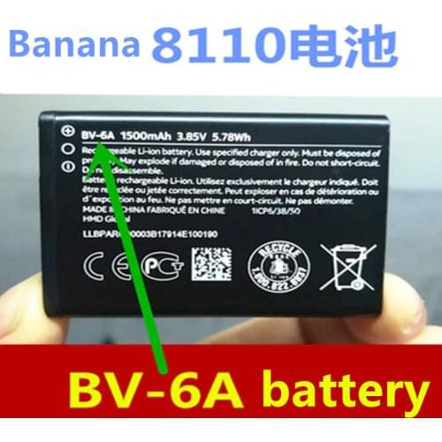 BV-6A 1500mAh Battery for Nokia Banana 2060 3060 5250 C5-03 8110 4G Batteries