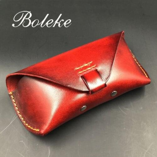 Genuine Leather Eye Glasses Case Vintage Handmade Hard Eyewear Accessories Sunglasses Cases Luxury Spectacles Box Bag Men Women