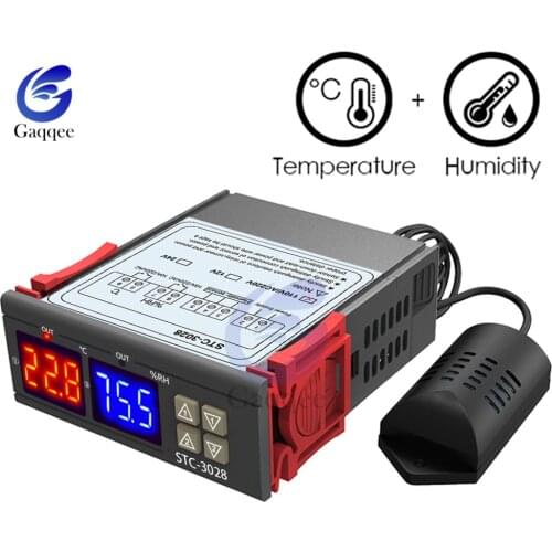 STC-3028 Digital Temperature Humidity Controller Thermometer Hygrometer Incubator Dehumidifier Thermostat Meter AC220V DC12V 24V