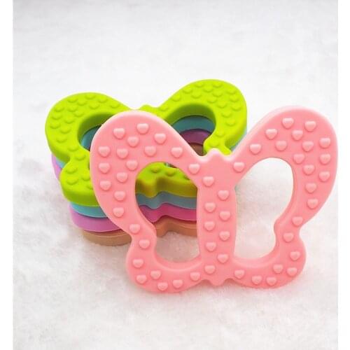 Chengkai 5PCS Silicone Butterfly Teether Baby Animal Pacifier Dummy Teething Cartoon Pendant Nursing Jewelry DIY Sensory Toy