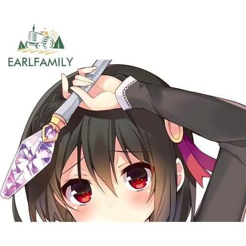 EARLFAMILY 13cm x 8.5cm for Konosuba Window Trunk Car Stickers Waterproof Anime Personality Scratch-proof Bumper JDM Decal