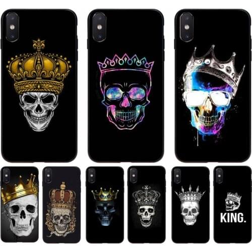 FHNBLJ Skull with crown Soft black Phone Case for iphone 11 12 mini Pro Max X XS MAX 6 6s 7 8 plus 5 5S 5SE XR SE2020