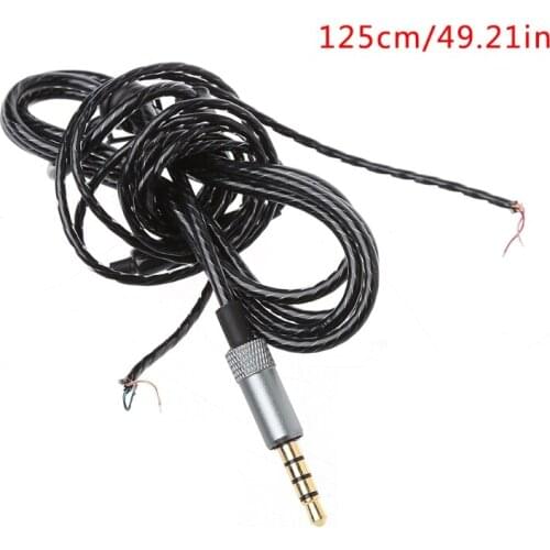 3.5mm Jack DIY Replacement Headphone Cable Maintenance Wire With MIC 1.25m