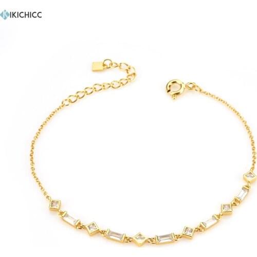 KIKICHICC 925 Sterling Silver Gold Zircon Charm Chain Bracelet Pulsera de cadena JANET Cristal Oro 2021 Women Wedding Jewelry