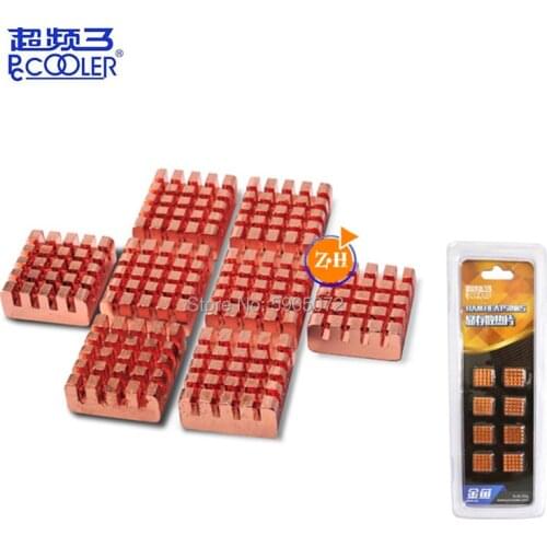 Pccooler 8 pcs CPU cooler Pure Copper Chip heatsink With adhesive For RAM Graphics card Laptop South Bridge North Bridge Cooling