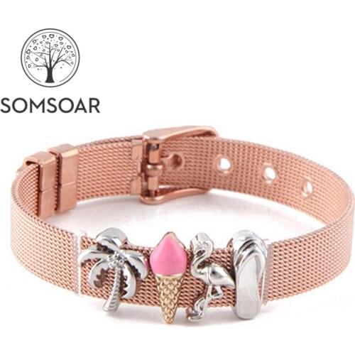 Hot Selling Animal Tree Slide Charms story Mesh Bracelet Set with DIY Charms for women