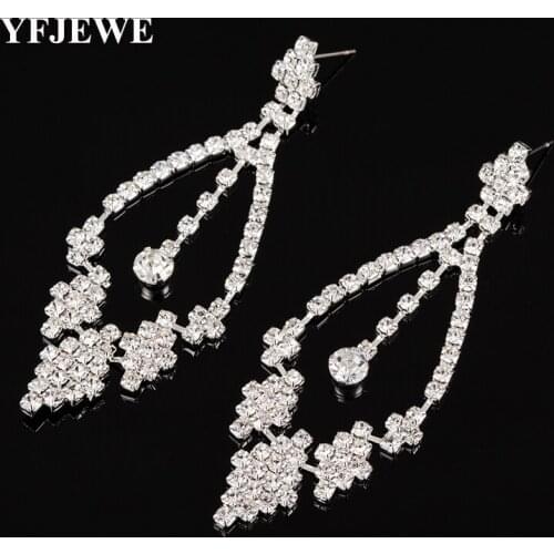 YFJEWE Fashion Luxury crystal gold and sliver plated long Drop earrings women wedding accessories dangle earring jewelry #E321