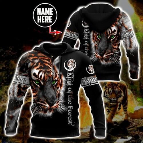 Personalized Name Tiger 3D All Over Printed Men Hoodie Unisex Casual Jacket Pullover Streetwear sudadera hombre DW0421