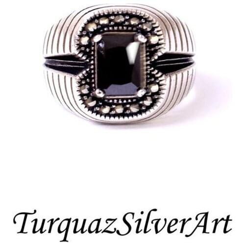 Handmade Mans Black Zircon Gemstone Ring, Mans 925 Silver Ring, Zircon Ring, Silver Handmade Ring