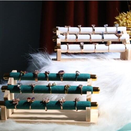 New Arrival Wooden 3layers Rings Bracelets Necklaces Storage Handmade DIY Jewelry Display Stand Ring Makeup Organzier Wholesale