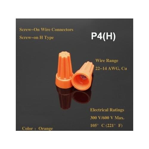 P4(H) RED Spike rotating wire closed terminal lugs press line cap screw-on type terminal cap Pressure Line Cap Wire Connectors