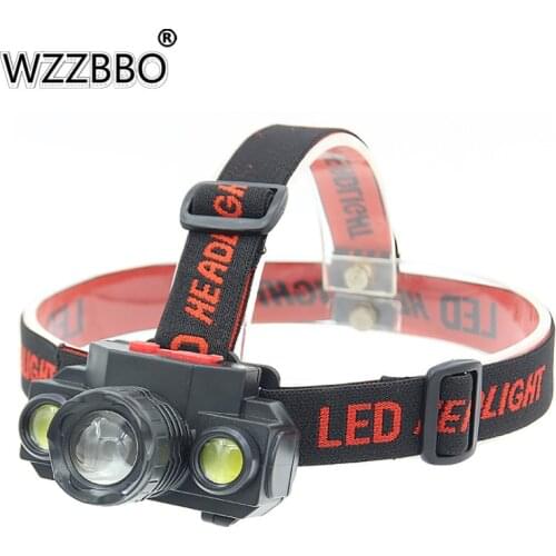 Plastic Retractable LED Strong Light COB 18650 Rechargeable Head-mounted Flashlight USB Interface Outdoor Camping Light