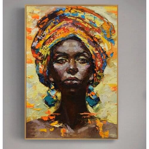 Modern Abstract African Woman Portrait Oil Painting On Canvas Wall Art Poster And Prints Picture For Home Decor Living Room