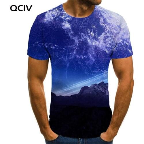 QCIV Brand Space T shirt Men Planet Funny T shirts Galaxy T-shirts 3d Psychedelic Anime Clothes Short Sleeve summer Fashion