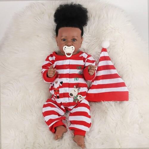 New Christmas Gift 58cm Black skin Realistic Reborn Baby Dolls Soft Body For Kids Best Playmates