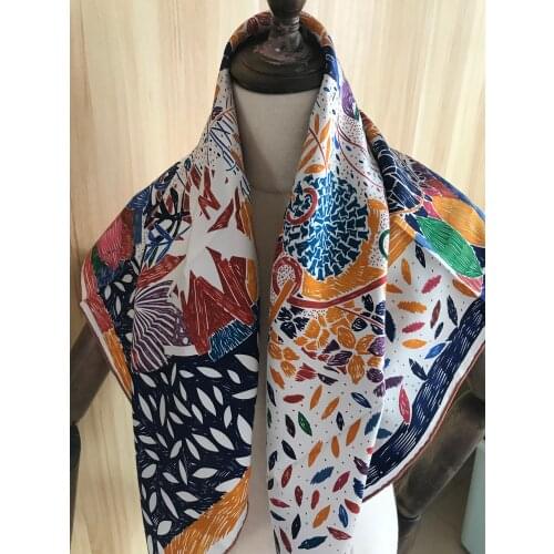 2020 new arrival spring classic pattern 100% pure silk scarf twill hand made roll 90*90 cm shawl wrap for women lady gift