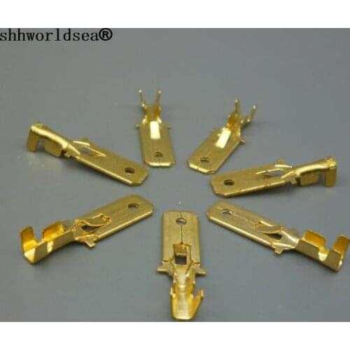 Shhworldsea 100PCS 6.3mm Auto Car Crimp Terminal Male Spade Connector Free shipping