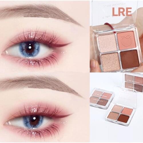 LRE BEAUTY Four-color Gold Eyeshadow Palette Pigment Matte Glitter Shimmer Shine Pearlescent Waterproof Sequin Eye Makeup TSLM1