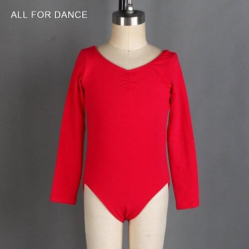 Long Sleeve Pinch Front Ballet Dance Leotard Cotton Dance Wear Basic Leotards Kids Bodywear 8 Colors Available 03D0019