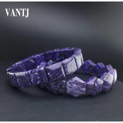 VANTJ Natural Charoite Bracelet Fine Jewelry Bangle for Women and Lady Wedding Engagment Party Gift Box
