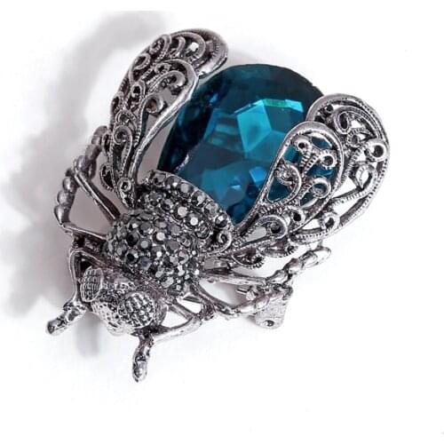 Morkopela New Crystal Insect Brooch Beetles Brooches Pin Fashion Brooch For Women Pins Scarf Clip Jewelry Broach Bouquet