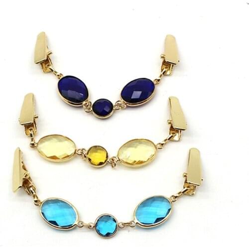 Women Fashion Sweater Clip Shawl Clip Jewelry Crystal Alloy Cardigan Scarves Clip 3 Colors