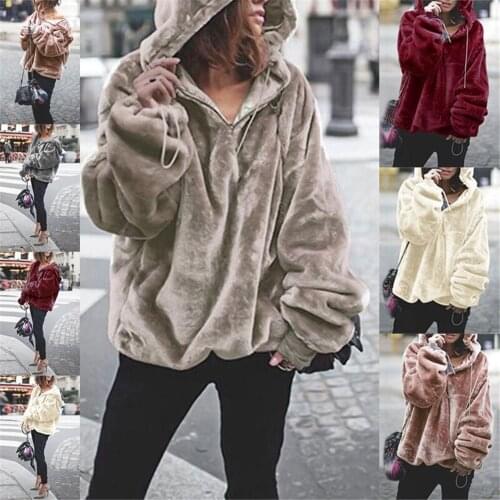 2019 Autumn Winter New Women Plus Size Long Hooded Long Sleeve Casual Sweaters Female Solid Oversize Loose Plush Coat