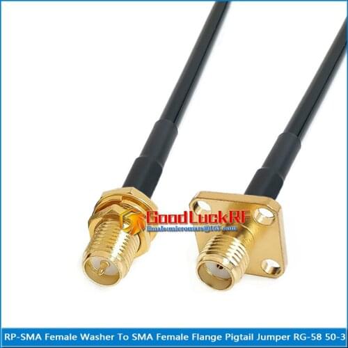 RP SMA RP-SMA Female Washer Nut to SMA Female 4 Hole Flange Chassis Panel Mount Pigtail Jumper RG-58 RG58 3D-FB Extend cable