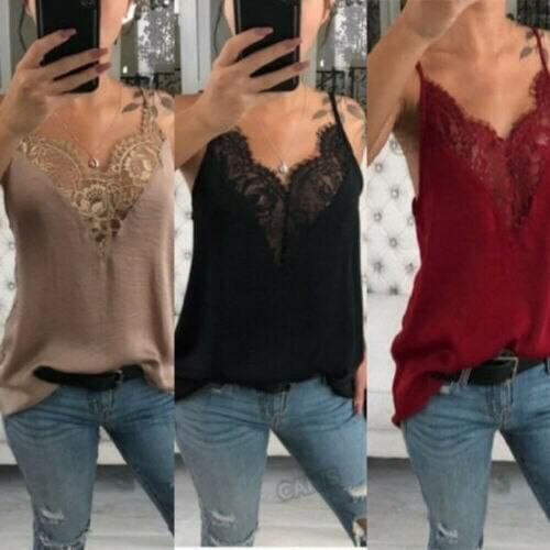 Women Lace Vest Tank Tops Ladies Sexy Summer Strappy Camisole Female Fashion Tops tank top women