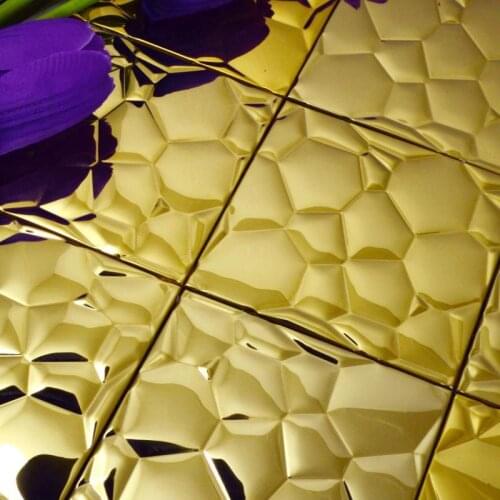Golden Water Cube metal mosaic stainless steel mosaic wall tiles dining room bedroom wall tiles living room HME8086