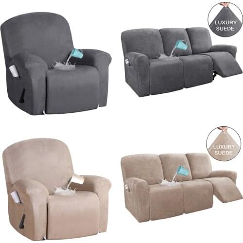 1 2 3 Seater Recliner Covers Elastic Massage Lounger Sofa Slipcover Suede All-inclusive Armchair Couch Cover Sofa Protector Case