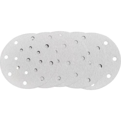 5pcs 150mm Round Shape Sanding Discs Sandpaper 17Hole Disk Sand Sheets Grit 80-600 Hook and Loop Sanding Disc Polis