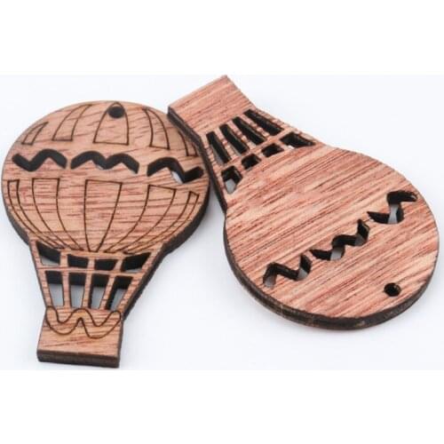 20pcs 49X32mm Natural Vintage hydrogen balloon HandMade Sewing Wooden Scrapbooking Craft decoration Buttons
