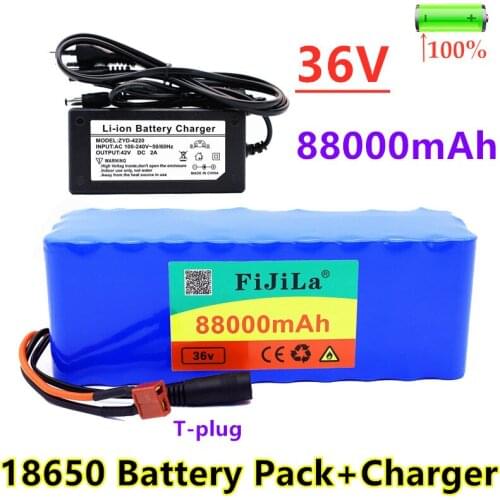 New 10s3p 36V88Ah Battery 500W High Power 88000mAh Battery 36V Ebike Electric Bike Charger BMS + 42V2A Charger
