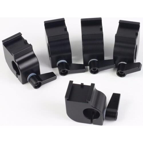 5pcs Pack Cold Shoe 15mm Rod Clamp Rail Block fr Digital SLR Camera Rig Cage 15mm Studio Support BMPCC Tripod Slider Stabilizer