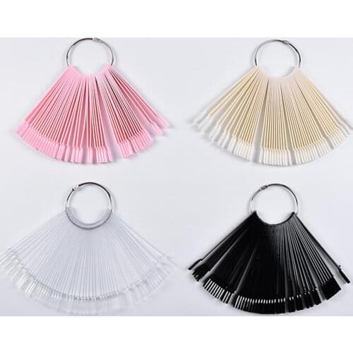 50pcs False Nail Tips Polish Palette Nail Art Practice Fan Color Sticker Display