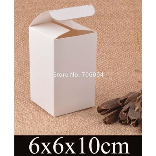 6*6*10cm Cosmetic/Jewerly white paper box 2.4''*2.4''*3.9'' handmade gift boxes,Essential oil box,custom box logo 100pcs/lot