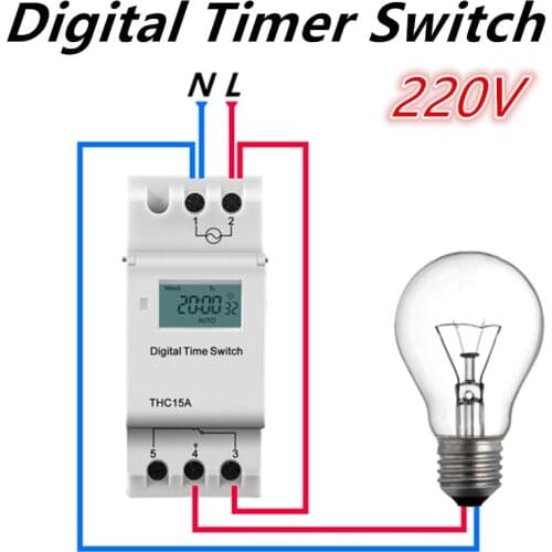 AC 220V Digital LCD Power Timer Programmable Time Switch Relay 16A temporizador Din Rail