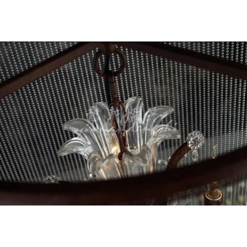 American Minimalist Retro Wrought Iron Chandelier Rustic Restaurant Bar D50CM