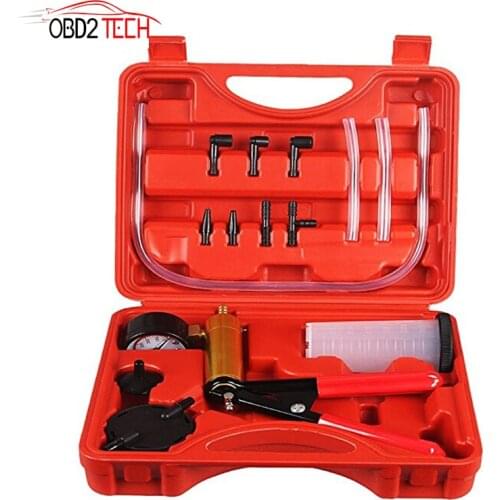 Automotive 2 in 1 Hand Held Vacuum Pump Tester Set Vacuum Gauge and Brake Bleeder Kit FOR Break Bleeding & Pressure Testing