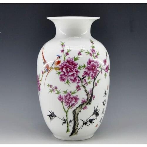 Free Shipping Mini delicate chinese famille rose porcelain flower vase birds and flower for home decor
