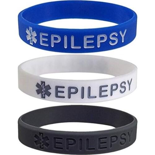 1pc Epilepsy medical alert sport silicone rubber bracelet wristband