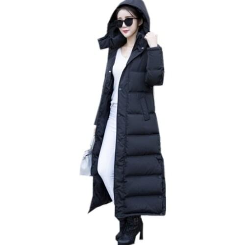 Black Long Thick Winter Coat 2020 Slim Womens Down Jacket Warm White Duck Down Coats Casacos De Inverno Feminino WXF138 s